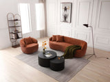 ZUN 360&deg; Swivel Mid Century Modern Curved Sofa, 1-Seat Cloud couch Boucle sofa Fabric Couch, Orange W876P199948