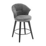 008-Wing Back Swivel Bar Stools Set of 2 - 25" Counter Height Adjustable Stools with Solid Wood Legs W2636P239834