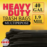 40 Gallon Trash Bags Heavy Duty, 1.9MIL Trash Bags Large Black Trash Bags 35in*39.4in 78738738