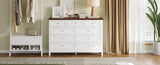 Wood Rustic Storage Dresser with 9 Drawers and Silver Handle, White N709P288888K