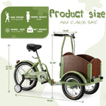 ZUN Foldable Tricycle for Kids Ages 6-12,Mini Cargo,Pet,Reverse Tricycle,Outdoor Parent-Child W1019P163629