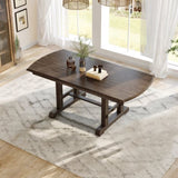 60"-78" Extendable Dining, Farmhouse Wooden Kitchen with Removable Leaf, Large Expanding N752P271802D