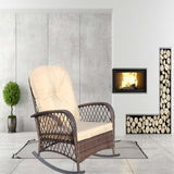 Outdoor Wicker Rocking Chair with Wide Seat, Thick, Soft Cushion, Rattan Rocker w/Steel Frame, High W209P265093