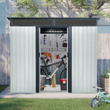 8 ft x 6 ft Outdoor Metal Storage Shed with Window and Transparent plate for Garden, Lawn W540P185323
