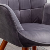 ZUN Leiria Contemporary Silky Velvet Tufted Accent Chair with Ottoman, Gray T2574P164273