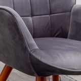 Leiria Contemporary Silky Velvet Tufted Accent Chair with Ottoman, Gray T2574P164273