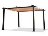 Outdoor Retractable Pergola with Weather-Resistant Canopy Aluminum Garden Pergola Patio Grill Gazebo W1859110167