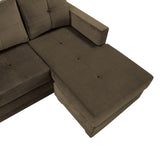 Unique Style Coffee Color 1pc Reversible Sofa Chaise Microfiber Fabric Upholstered Track Arms Tufted B01154011