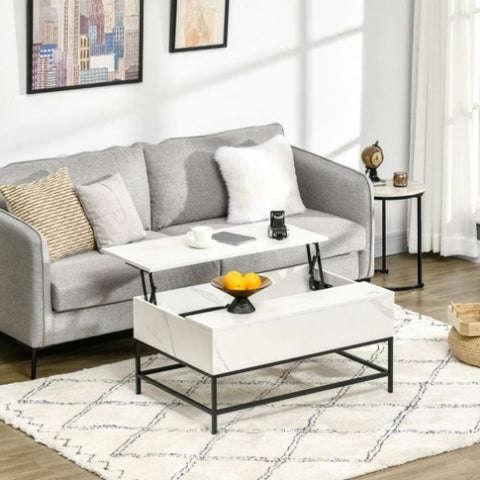 ZUN Top Coffee Table-white （Prohibited by WalMart） 64437300