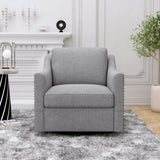 360 Degree Swivel Armchair Cotton linen skin-friendly fabric Ergonomic design Brass nail decorative W2113127543