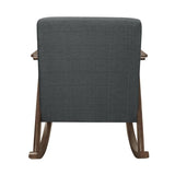 Modern Home Furniture 1pc Rocking Chair Dark Gray Fabric Upholstered Dark Walnut Finish Wood Cushion B011P255258