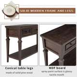 Classic Retro Style Console Table with Three Top Drawers and Open Style Bottom Shelf, Easy Assembly 97945563