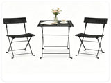 3 Piece Folding PE Rattan Bistro Set, Black Wicker Patio Dining Set with 1 Coffee Table & 2 43058602