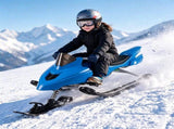 2-in-1 Kids Snow Racer Sled with Tow Rope, 30&deg Steering & Dual Foot Brakes Downhill Ski Sled, 92078190