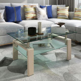 Rectangle Glass Coffee Table, Clear Coffee Table Modern Side Center Tables for Living Living W24182241