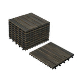30 PCS Interlocking Deck Tiles Striped Pattern, 12" x 12" Dark Brown Square Acacia Hardwood Outdoor 53194396