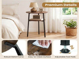 2-Tier Round Side End Table with Storage Shelf, Heavy Duty Metal Frame Adjustable Foot Pads 115 LBS 04241294