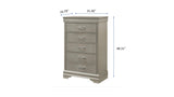 ZUN 5-Drawer Tall Chest Modern 1pc Beige Champagne Texture Finish Solid Wood Wooden Crystal Tufted B011P198809