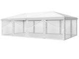 10x20 ft Instant Pop Up Canopy Tent White, 6 Mesh Panels 2 Doors 4 Net Sides, Powder Coated Iron 66103089