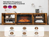 Weathered Wood Fireplace TV Stand with 23 Inch Insert & Dual-Sided Crossover Design, Embossed 81393092