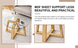 Modern practical circular coffee tables. Made of transparent tempered glass tabletop and wood W1151P146796