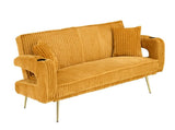 The straight-row white corduroy sofa with throw pillows, featuring a minimalist style, is suitable W1658P251985
