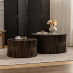 ZUN Vintage Fashion Style Cylindrical Nesting Coffee Table Set with Vertical Textured Embossed Design W757P195739