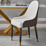 ZUN Dining Chairs Set of 2, Chair with PU Leather White and brown metal legs for Living Kitchen 52041293