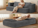 Convertible Sofa Bed with Blanket, Boneless Cloud Couch Queen Scott Fabric for Living Room Bedroom, 18770478