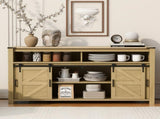 59.3''Sideboard with Sliding Barn Door and Mesh Panels,Farmhouse Buffet with Open N711P347388O