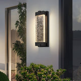 Black Aluminum Finish Outdoor Wall Light with Bubble Crystal Glass, LED Light Source, 3000K Warm W1340P239411