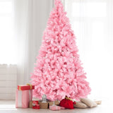 ZUN 7ft 1400 Branch PVC Branch Iron Bracket Christmas Tree Pink 80138925