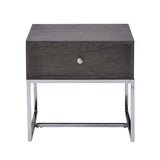 Grey Oak and Chrome Storage End Table B062P189217