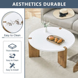 33.4-inch diameter minimalist circular MDF material coffee table, a stable and practical choice. The W1151P263914