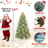 Artificial 7.5ft Blue green Tint Christmas Tree with 2148 PE/PVC Mixed Branch Tips, 550L warm white 32248006