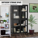 ZUN Four Glass Door Storage Cabinet with Adjustable Shelves and Feet Cold-Rolled Steel Sideboard W1673106108