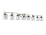 Modern 8-Light Bathroom Vanity Light Fixture - Brushed Nickel Finish with Clear Glass Shades, W1340P206688