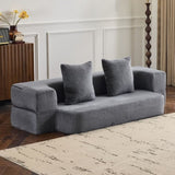 Ebern Designs Transformable Sectional Sofa with 3 Ottoman Stools - Supportive Foam Fold-Out Bed, W1829P280221