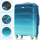 Luggage Set of 3, 20-inch with USB Port, Airline Certified Carry-on , ABSPC Hard Shell N726P264892C