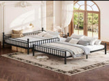 Queen over Queen Metal Bunk Bed with Unique Curved Guardrail Design, Round Tube bunk bed Frame, No 56659198