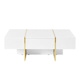 ON-TREND 47.2'' x 31.4''Minimalist High Gloss Coffee Table with 2 Drawers, Multi-Storage Rectangle N721P180693K