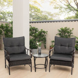 3 Pieces Patio Set Outdoor Wicker Furniture Sets Modern Rattan Chair Conversation Sets with Coffee W640P256775