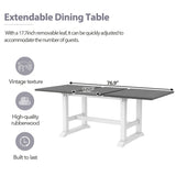 ZUN 7-Piece Updated 76.9inch Extendable Trestle Dining Table Set Removable Leaf, Kitchen Table Set 76145190