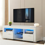 ZUN White morden TV Stand with LED Lights,high glossy front TV Cabinet,can be assembled in Lounge Room, W67936012