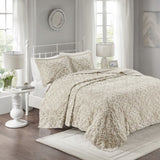 3 piece Tufted Cotton bedspread set Taupe King/Cal King B035129059