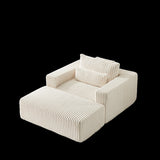 75-Inch Corduroy Sponge Sofa Lounge Chair with Removable footrest,No Assembly Required,Fluffy Modern W834P206099
