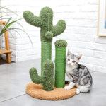 ZUN Cat Scratching Post Cactus Cat Scratcher Featuring with 3 Scratching Poles and Interactive Dangling 58153982