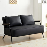 ZUN 44” W Small Loveseat Sofa Couch Faux Leather Modern Futon Sofa Bed with Wider Seat Depth Upholstered 71231613