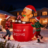 6.5FT Lighted Christmas Inflatable Decoration, Inflatable Gingerbread Man in Cup, Funny Blow Up Yard 05695621