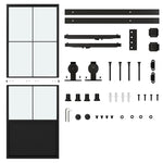 ZUN 30 in. x 84 in. Glass Sliding Barn Door with 5FT Barn Door Hardware Kit & Soft Close 66727069